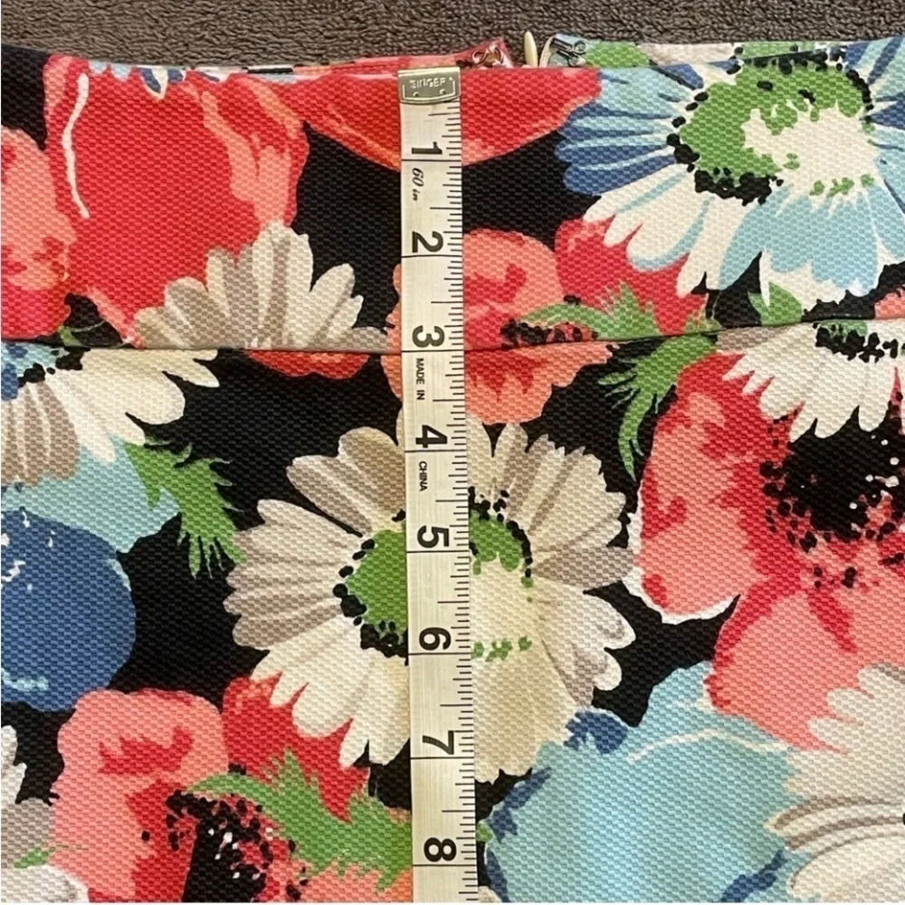 Talbots Petites Multi-Colored Textured Floral Wide Band Pencil Skirt - Sz 6P